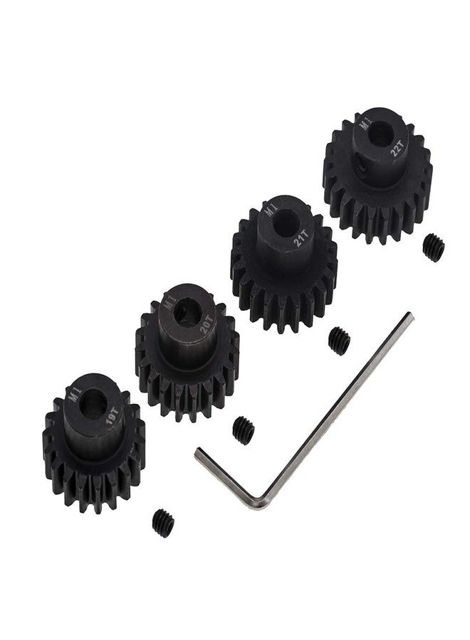 GTHELE 4pcs Mod 1 Pinion Gear 5mm Set Hardened 19T 20T 21T 22T M1 Pitch Gears RC Upgrade Part with Screwdriver - Image 1